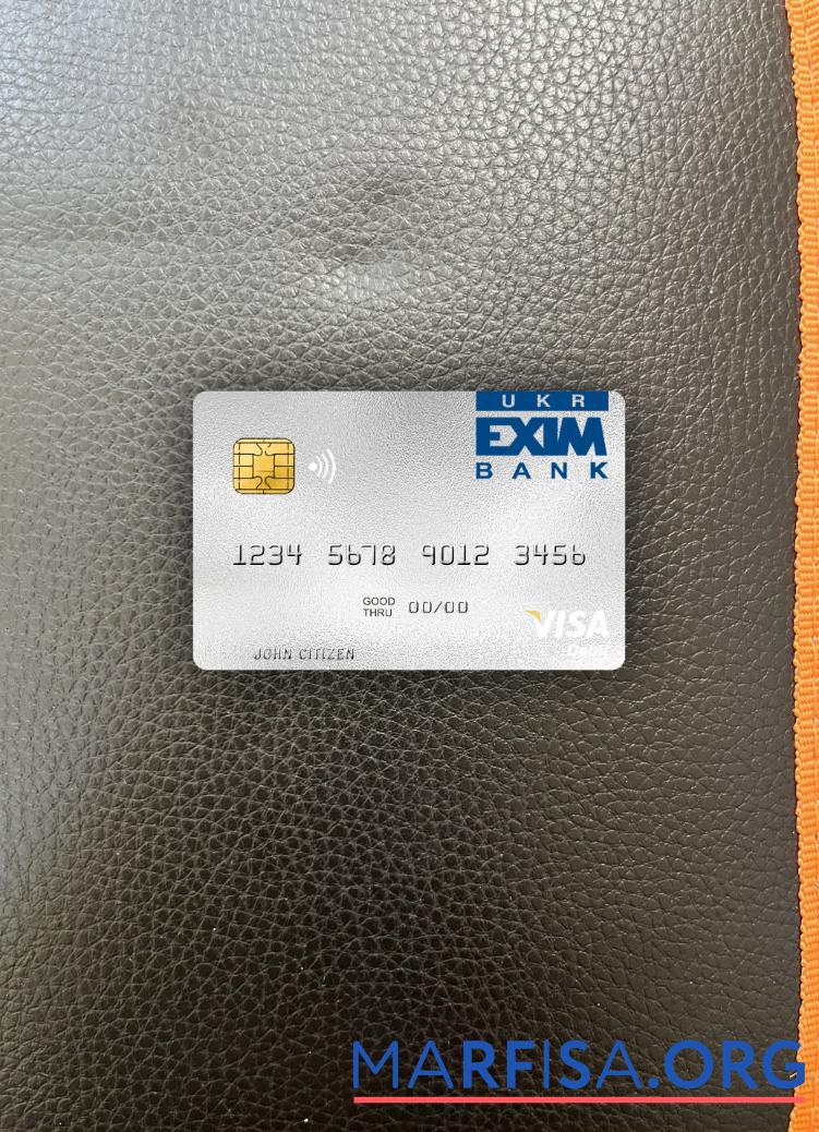 Blank Ukraine Ukreximbank visa debit card photolook front template